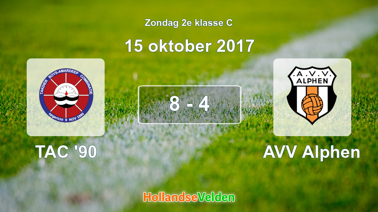 Gespeelde wedstrijd: TAC '90 - AVV Alphen 8 - 4 (15 oktober 2017)