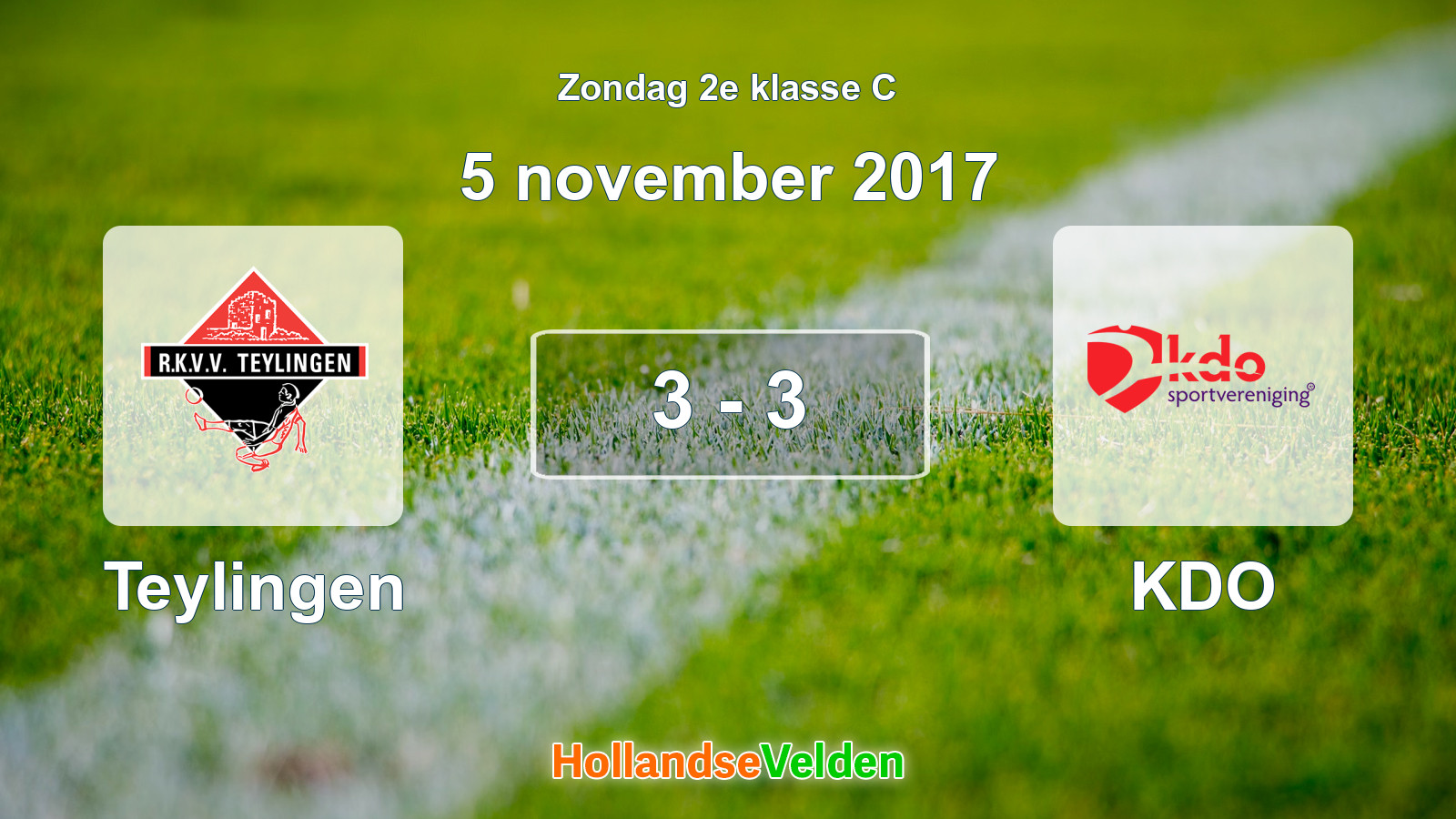 Gespeelde wedstrijd: Teylingen - KDO 3 - 3 (5 november 2017)