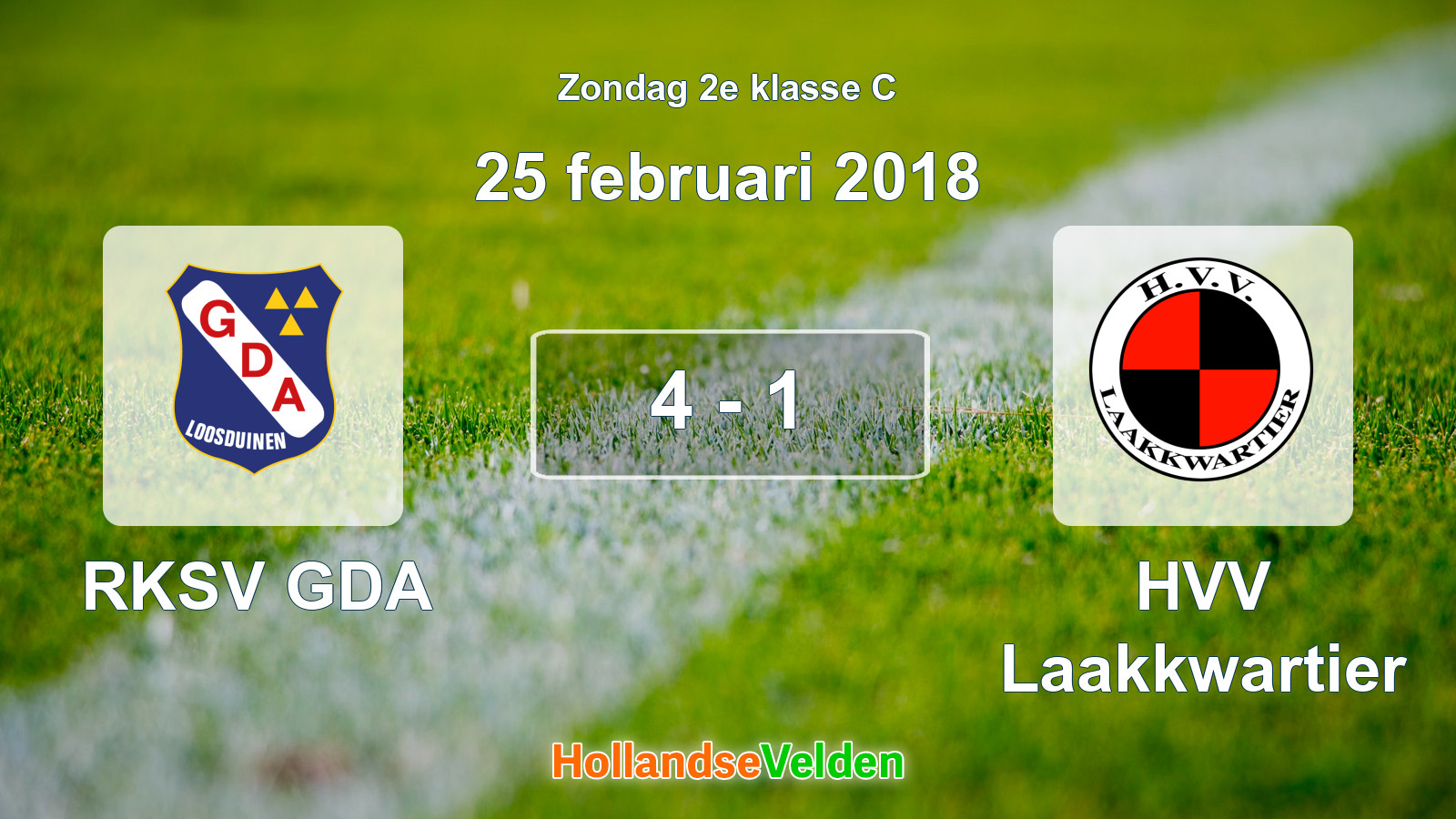 Gespeelde wedstrijd: RKSV GDA - HVV Laakkwartier 4 - 1 (25 februari 2018)