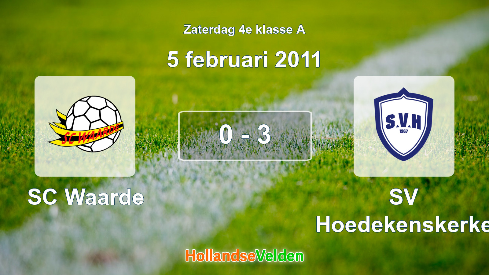 Gespeelde wedstrijd: SC Waarde - SV Hoedekenskerke 0 - 3 (5 februari 2011)