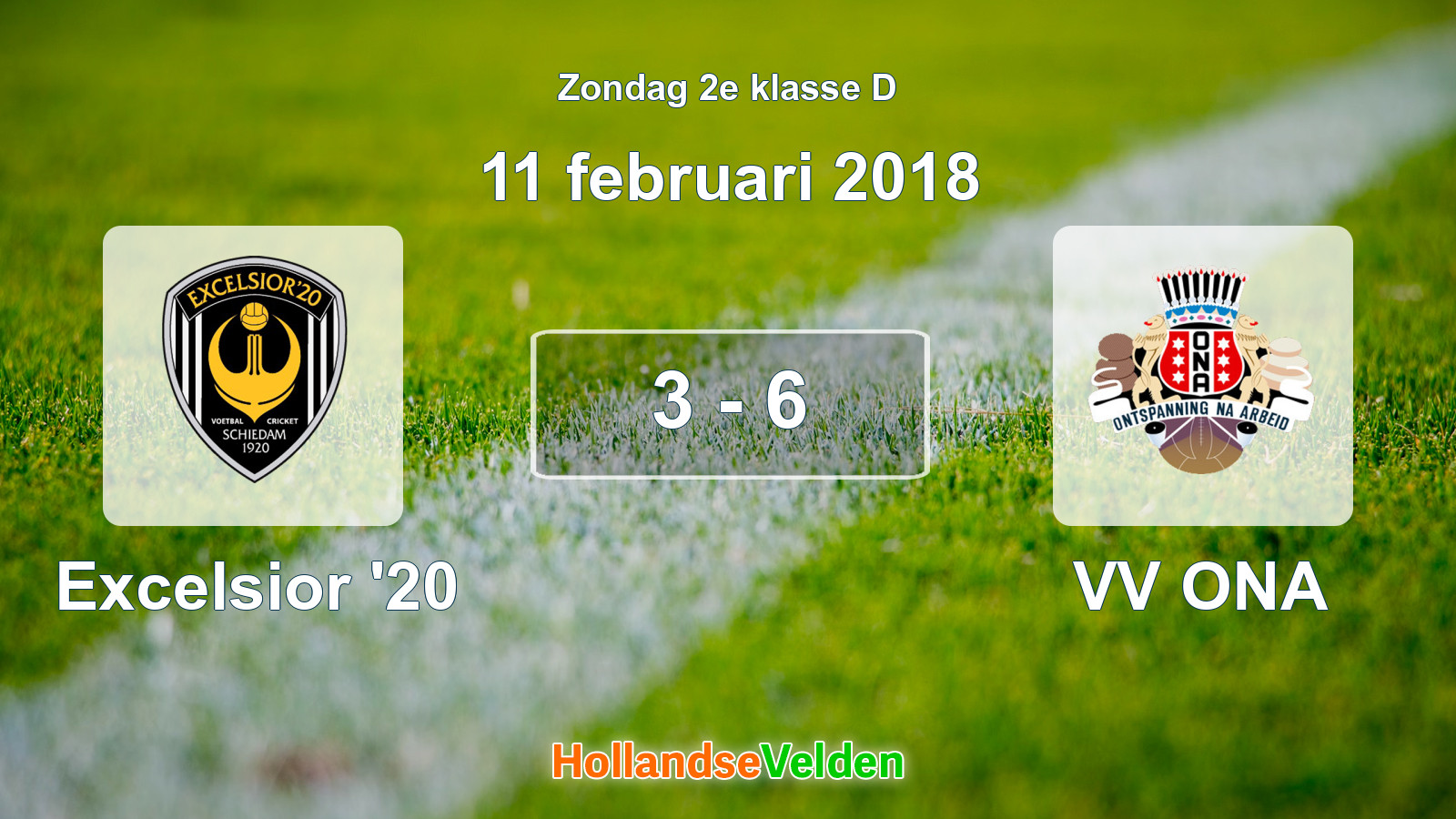 Gespeelde wedstrijd: Excelsior '20 - VV ONA 3 - 6 (11 februari 2018)