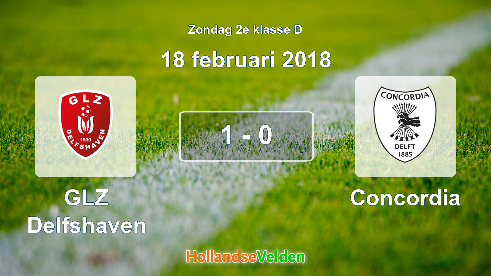 Gespeelde wedstrijd: GLZ Delfshaven - Concordia 1 - 0 (18 februari 2018)