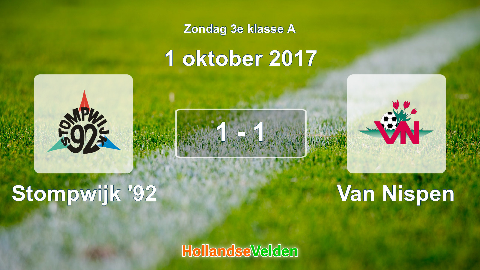 Gespeelde wedstrijd: Stompwijk '92 - Van Nispen 1 - 1 (1 oktober 2017)