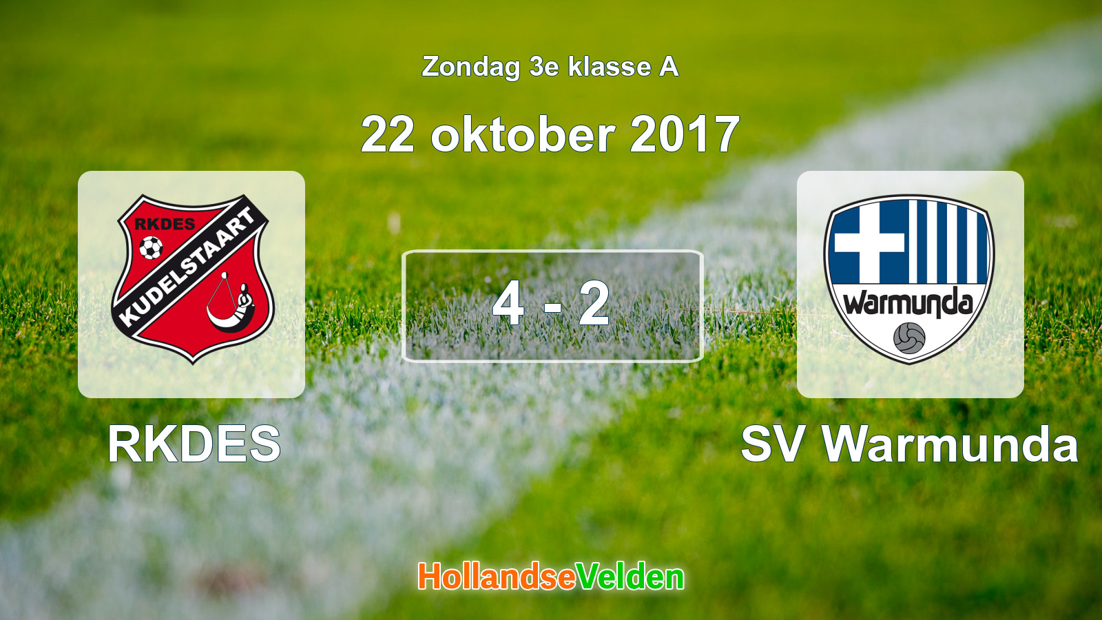 Gespeelde wedstrijd: RKDES - SV Warmunda 4 - 2 (22 oktober 2017)