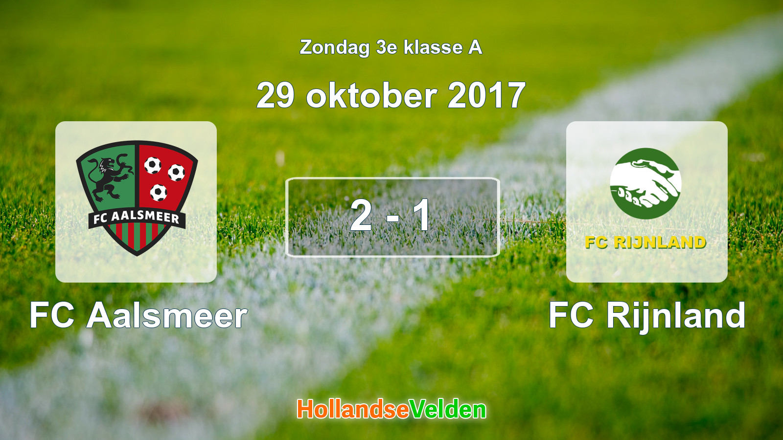 Gespeelde wedstrijd: FC Aalsmeer - FC Rijnland 2 - 1 (29 oktober 2017)