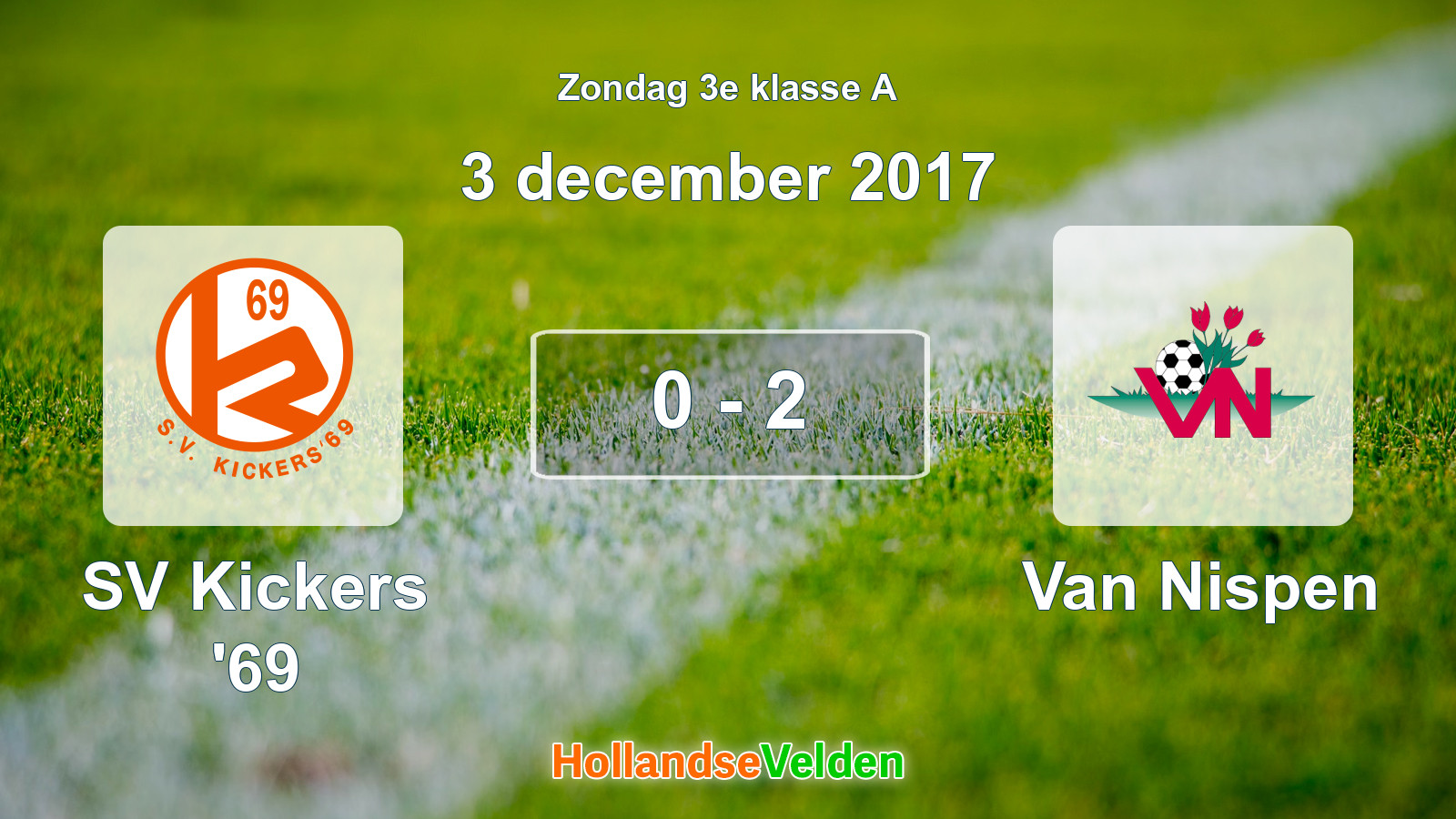 Gespeelde wedstrijd: SV Kickers '69 - Van Nispen 0 - 2 (3 december 2017)