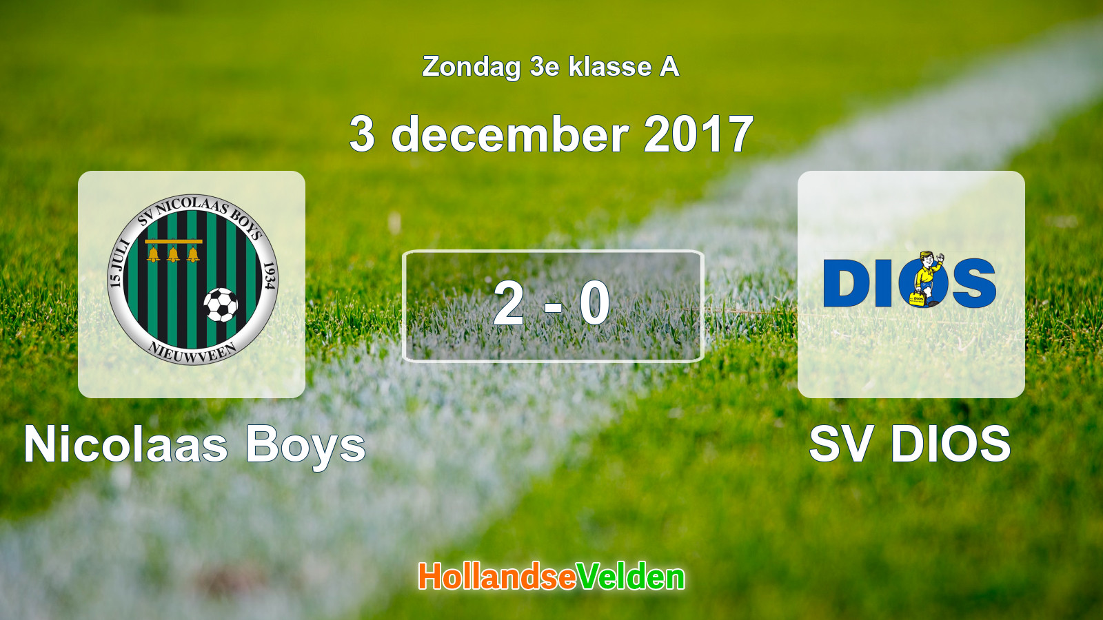 Gespeelde wedstrijd: Nicolaas Boys - SV DIOS 2 - 0 (3 december 2017)