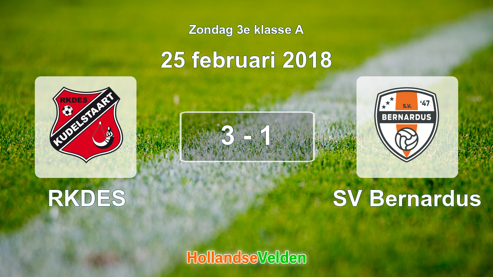 Gespeelde wedstrijd: RKDES - SV Bernardus 3 - 1 (25 februari 2018)