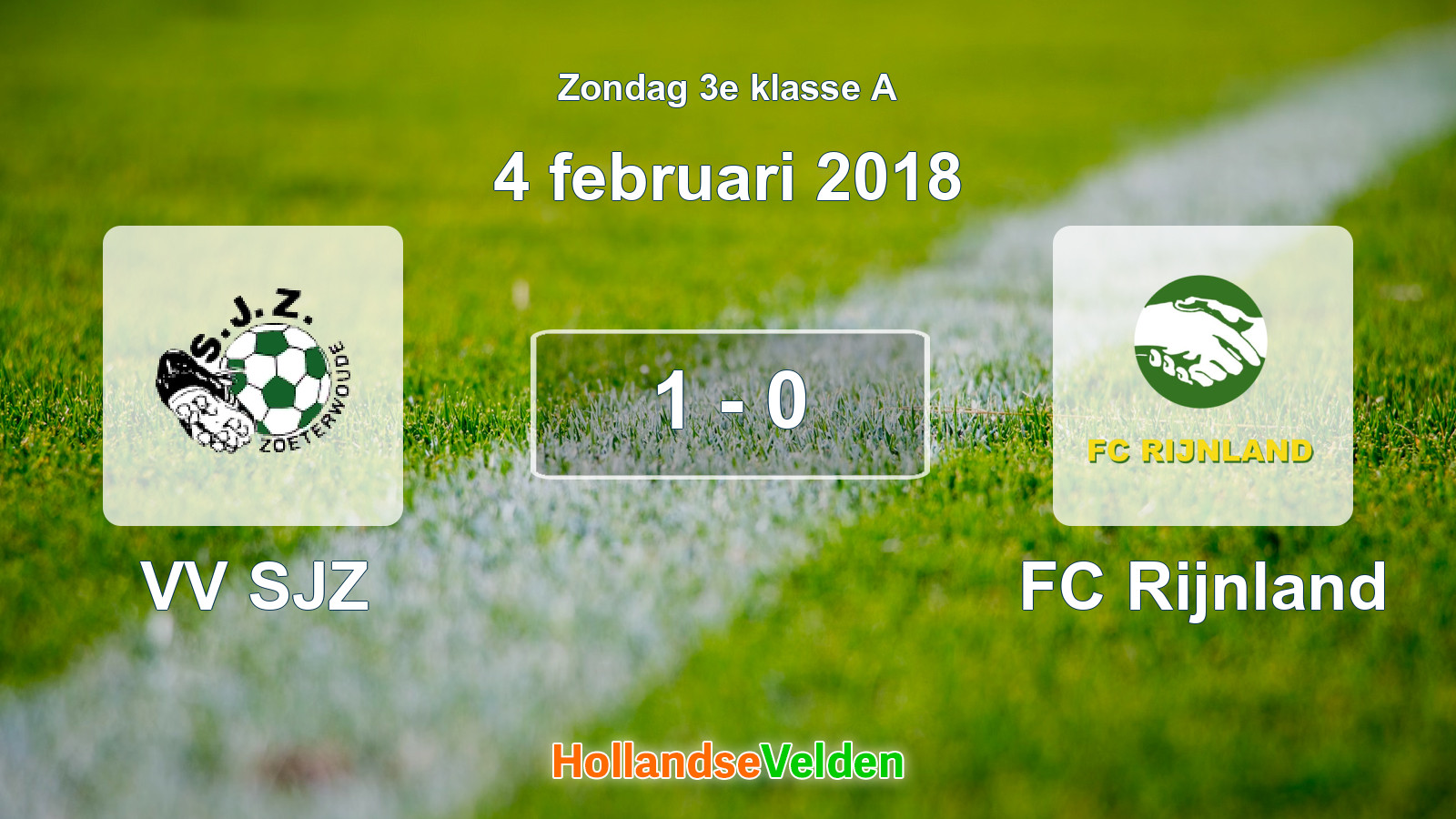 Gespeelde wedstrijd: VV SJZ - FC Rijnland 1 - 0 (4 februari 2018)