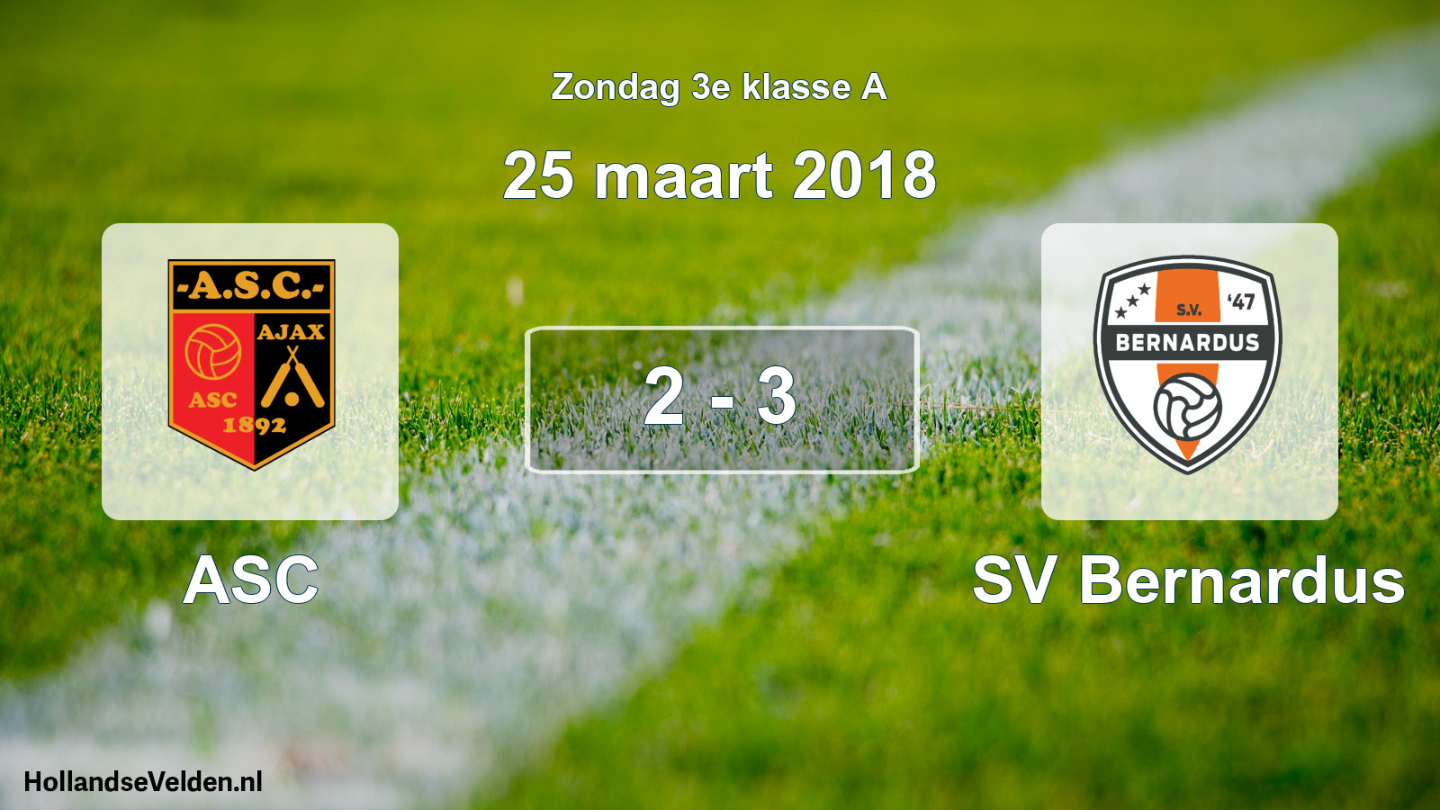 Gespeelde wedstrijd: ASC - SV Bernardus 2 - 3 (25 maart 2018)
