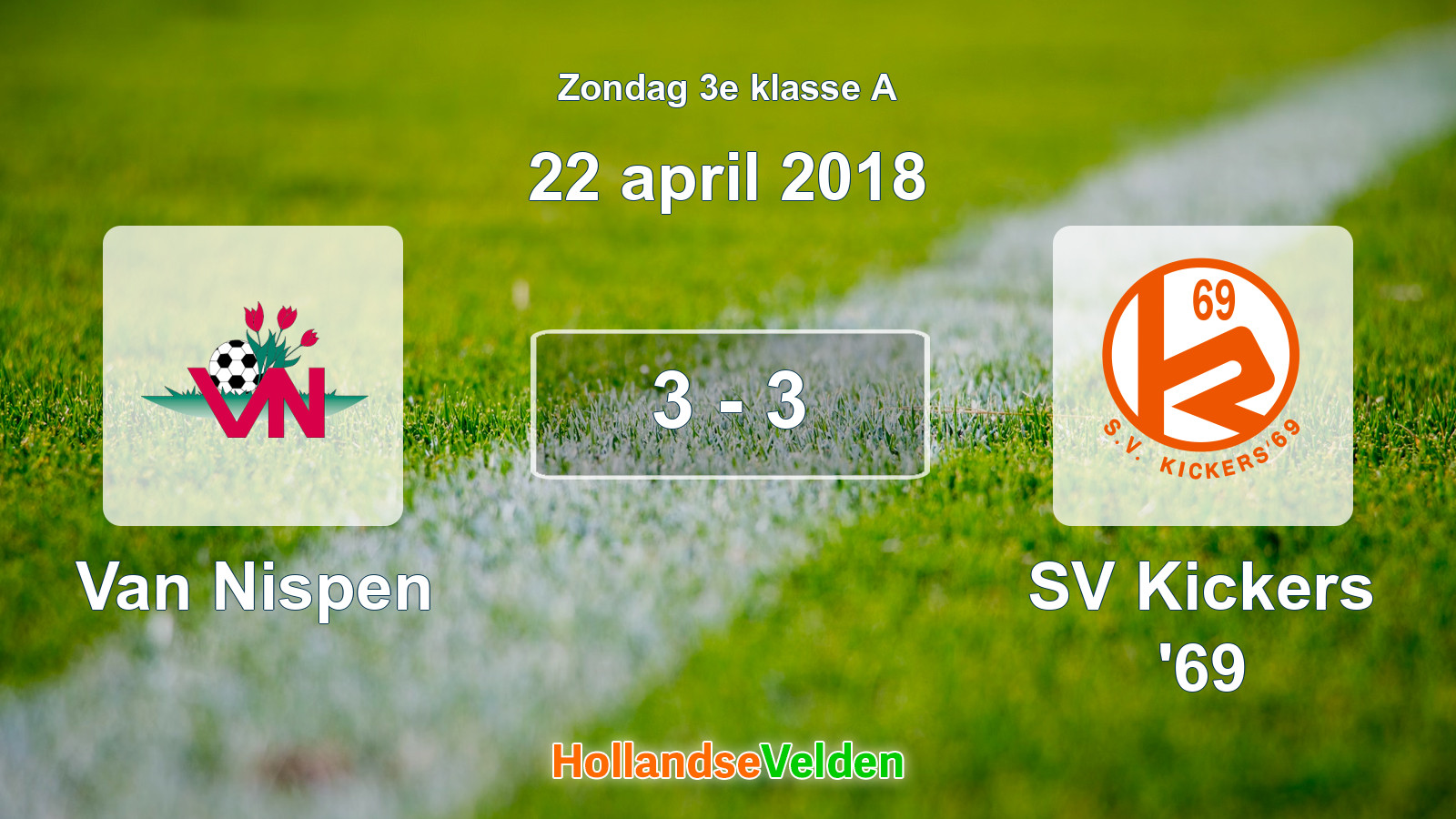 Gespeelde wedstrijd: Van Nispen - SV Kickers '69 3 - 3 (22 april 2018)