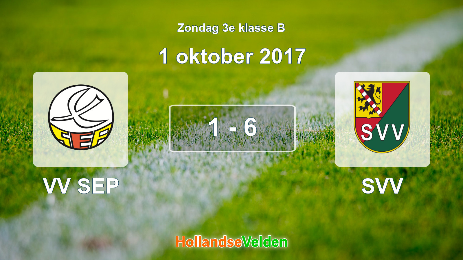 Gespeelde wedstrijd: VV SEP - SVV 1 - 6 (1 oktober 2017)
