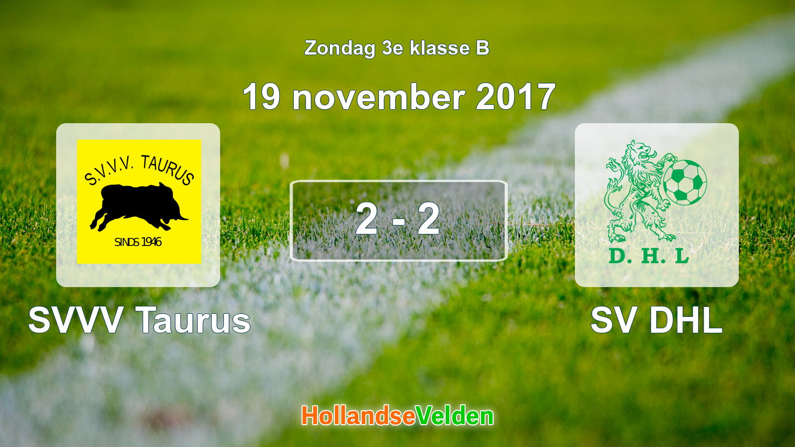 Gespeelde wedstrijd: SVVV Taurus - SV DHL 2 - 2 (19 november 2017)