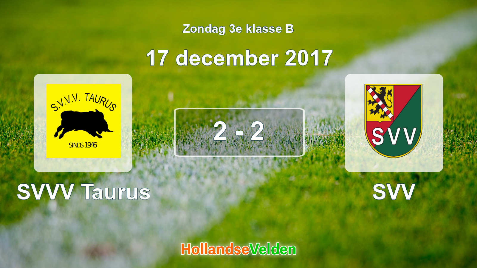 Gespeelde wedstrijd: SVVV Taurus - SVV 2 - 2 (17 december 2017)