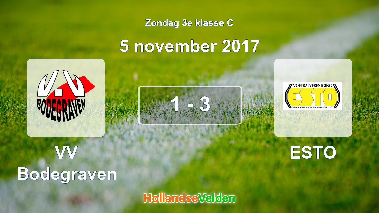 Gespeelde wedstrijd: VV Bodegraven - ESTO 1 - 3 (5 november 2017)