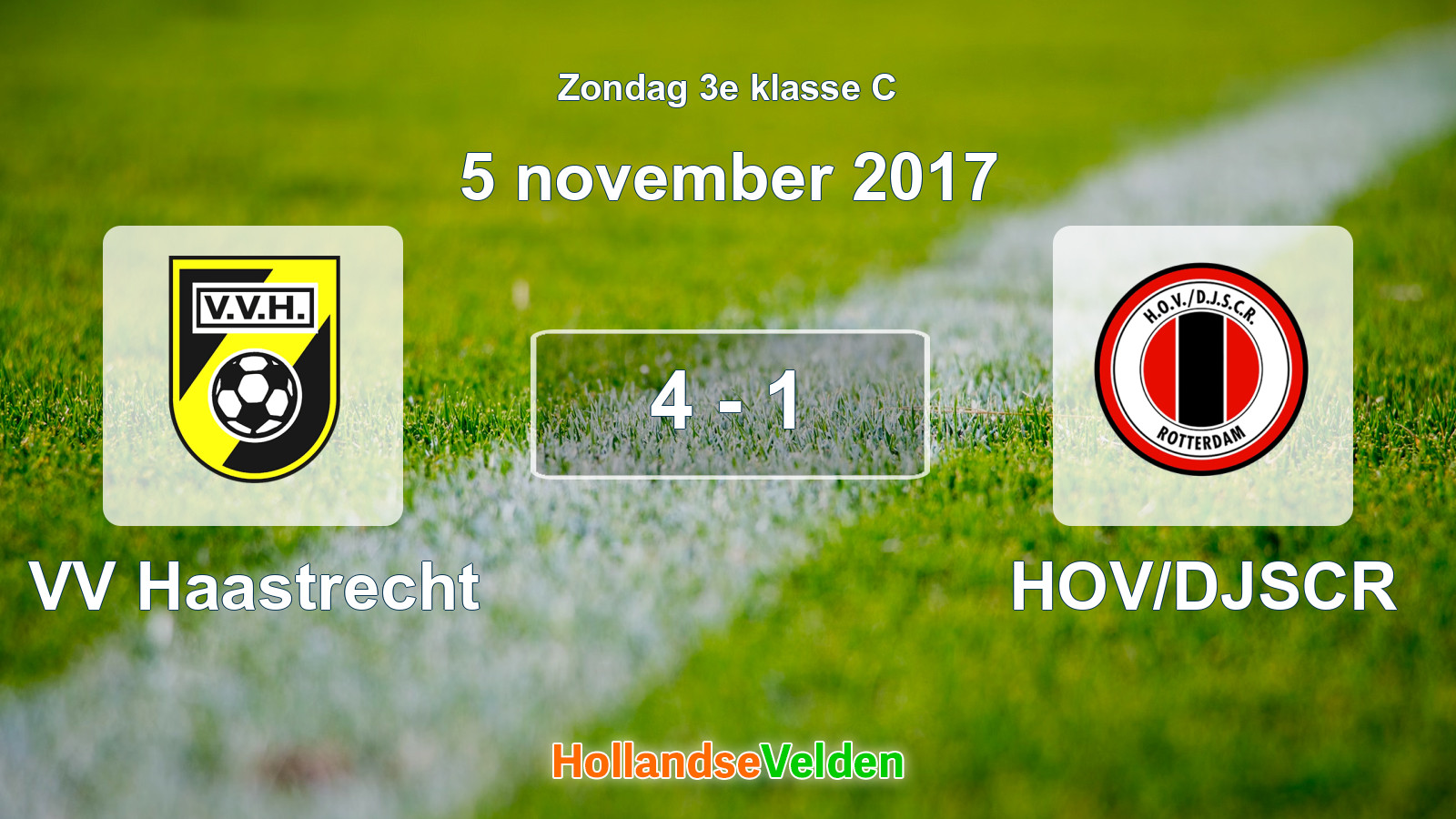 Gespeelde wedstrijd: VV Haastrecht - HOV/DJSCR 4 - 1 (5 november 2017)