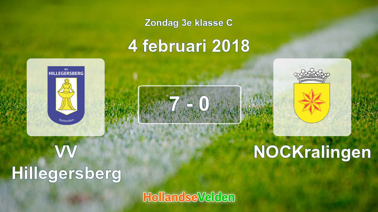 Gespeelde wedstrijd: VV Hillegersberg - NOCKralingen 7 - 0 (4 februari 2018)