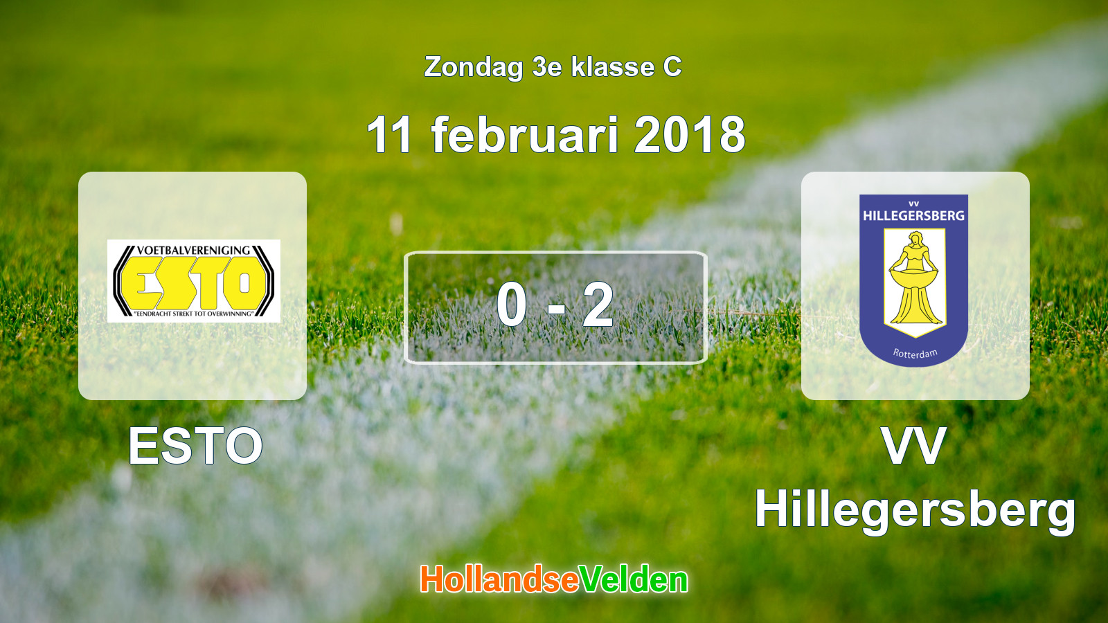 Gespeelde wedstrijd: ESTO - VV Hillegersberg 0 - 2 (11 februari 2018)
