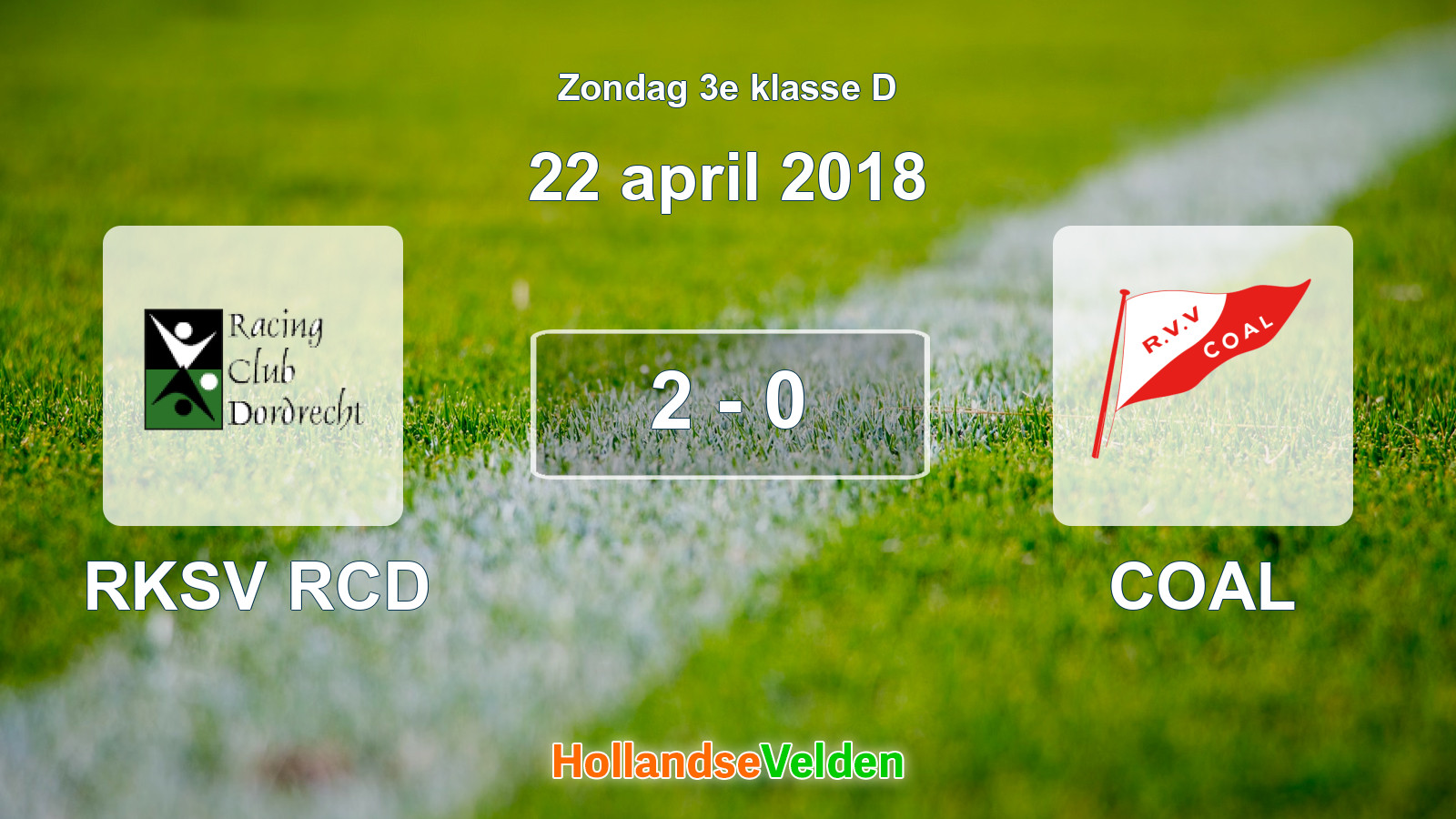 Gespeelde wedstrijd: RKSV RCD - COAL 2 - 0 (22 april 2018)