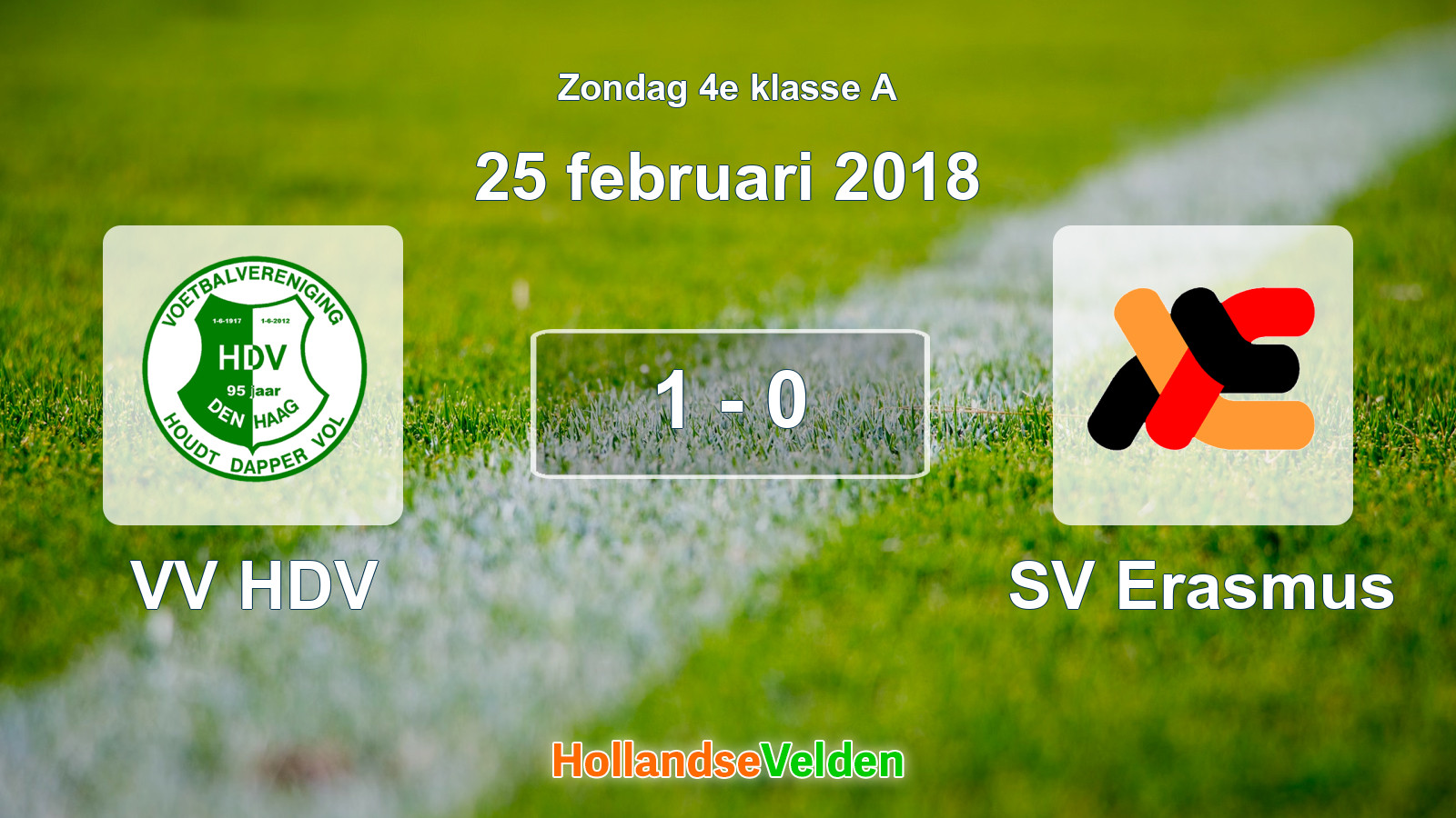 Gespeelde wedstrijd: VV HDV - SV Erasmus 1 - 0 (25 februari 2018)