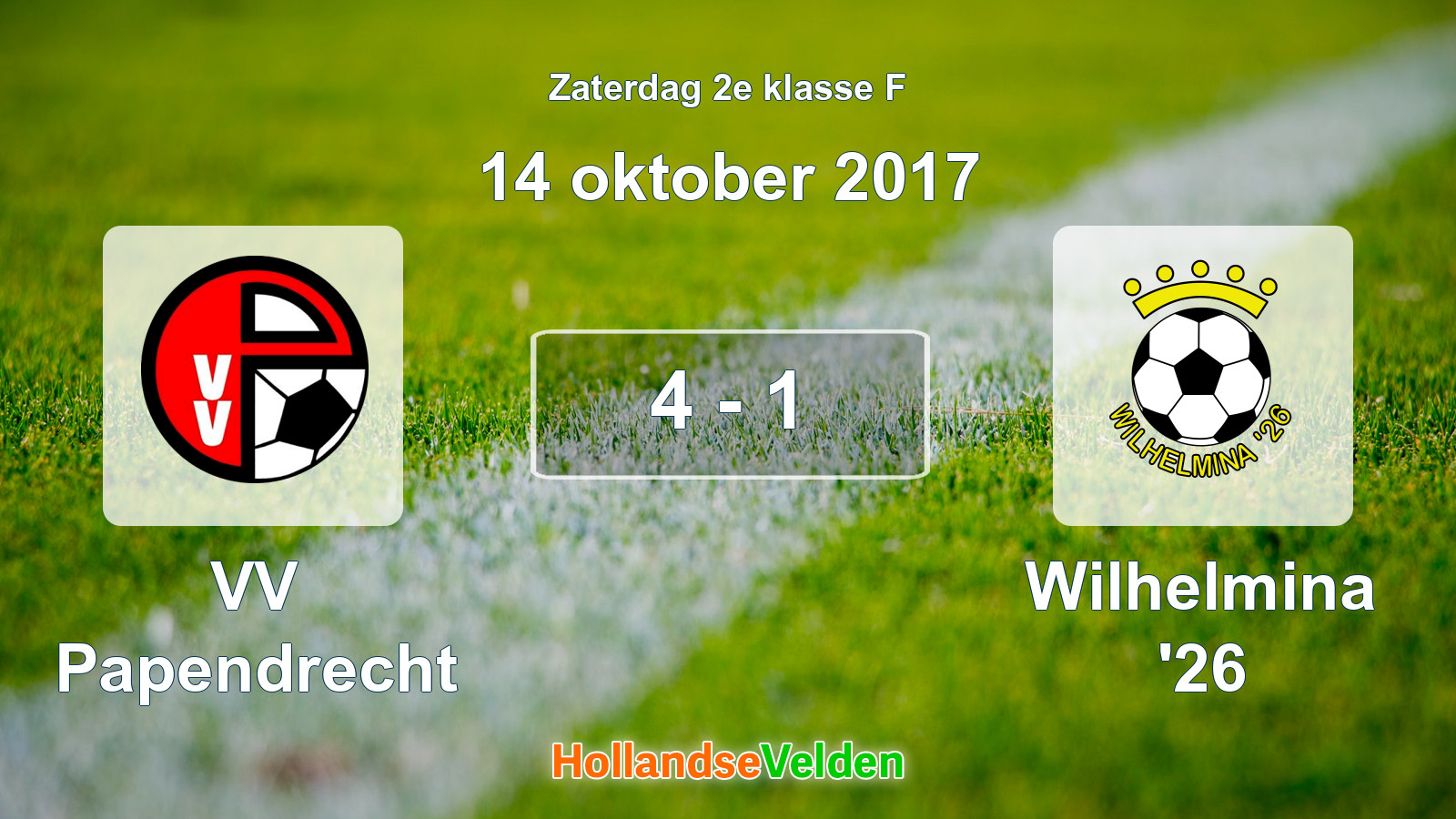 Gespeelde wedstrijd: VV Papendrecht - Wilhelmina '26 4 - 1 (14 oktober 2017)