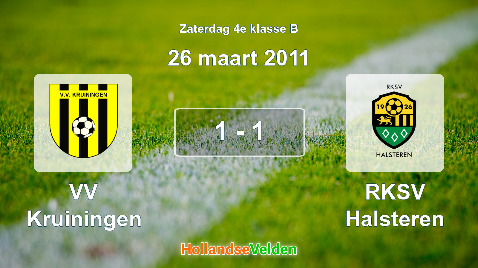 Gespeelde wedstrijd: VV Kruiningen - RKSV Halsteren 1 - 1 (26 maart 2011)