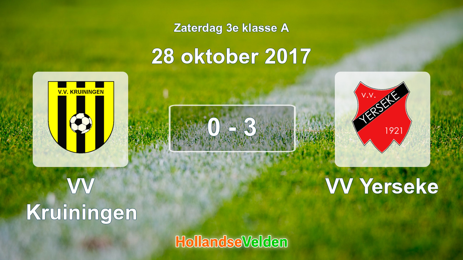 Gespeelde wedstrijd: VV Kruiningen - VV Yerseke 0 - 3 (28 oktober 2017)