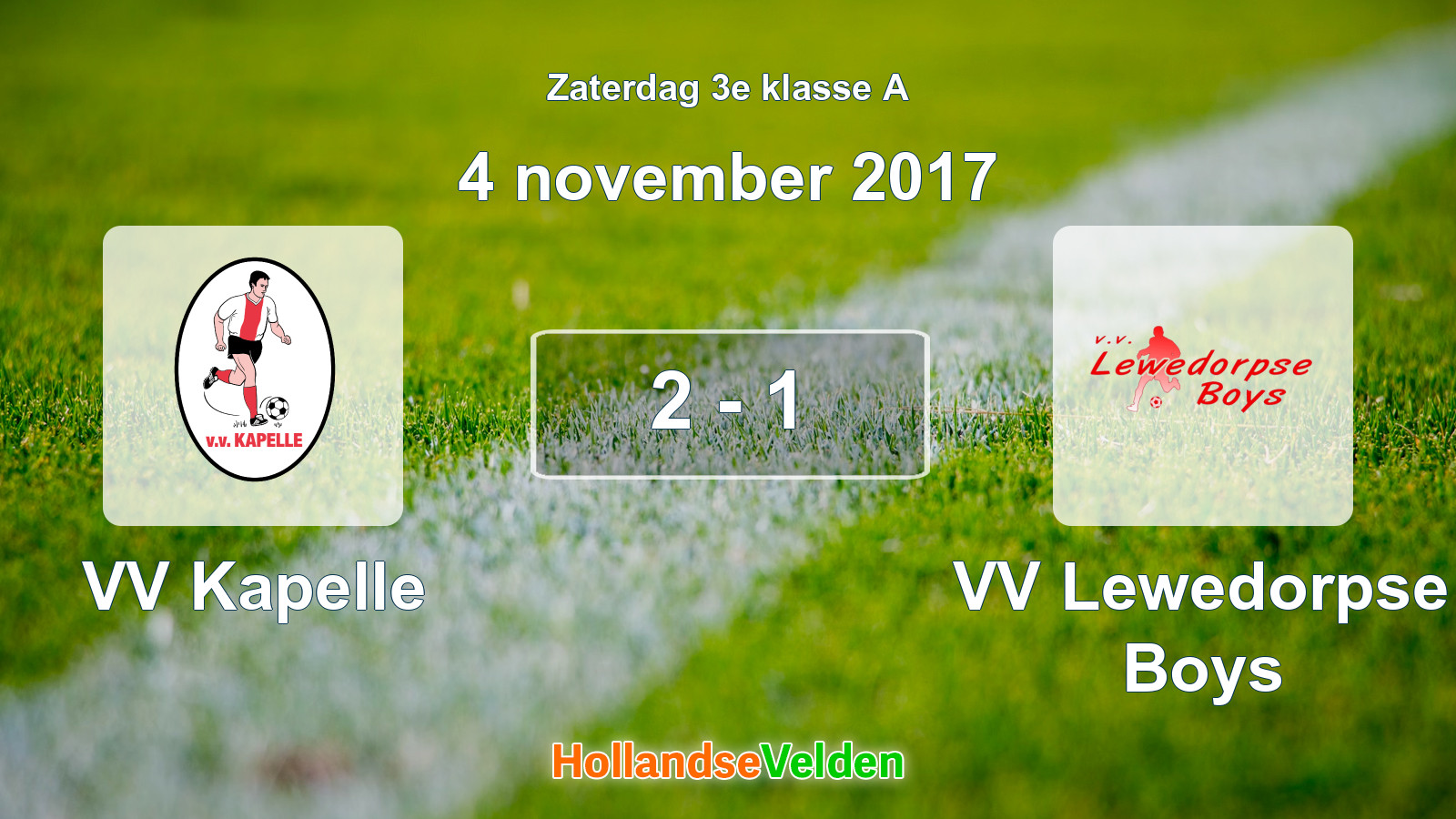 Gespeelde wedstrijd: VV Kapelle - VV Lewedorpse Boys 2 - 1 (4 november 2017)