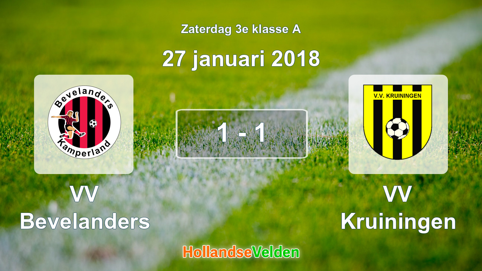 Gespeelde wedstrijd: VV Bevelanders - VV Kruiningen 1 - 1 (27 januari 2018)