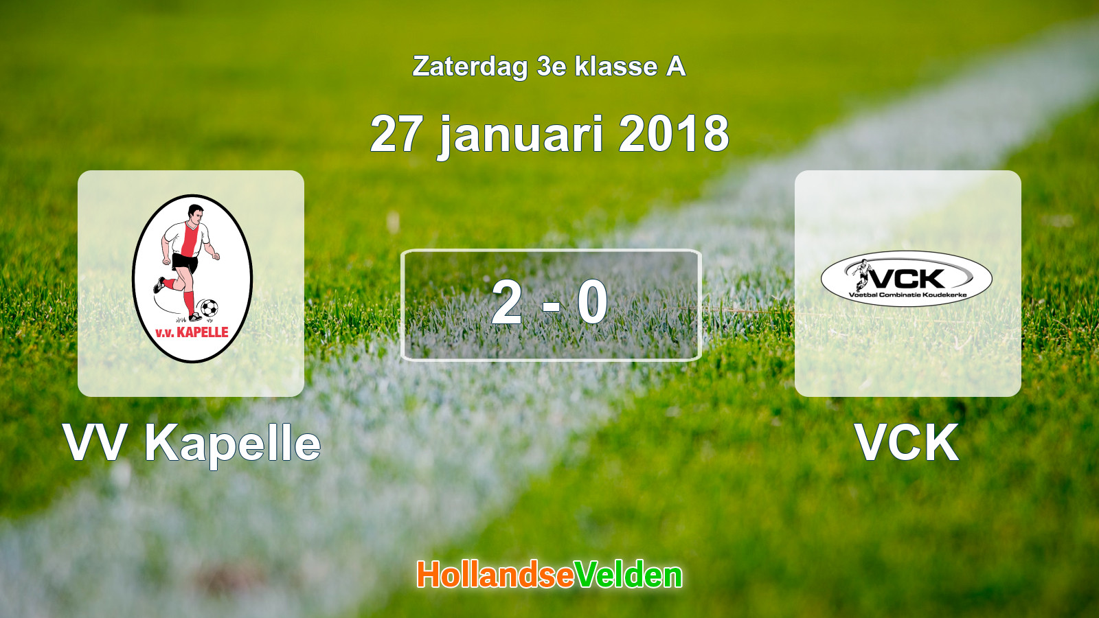 Gespeelde wedstrijd: VV Kapelle - VCK 2 - 0 (27 januari 2018)