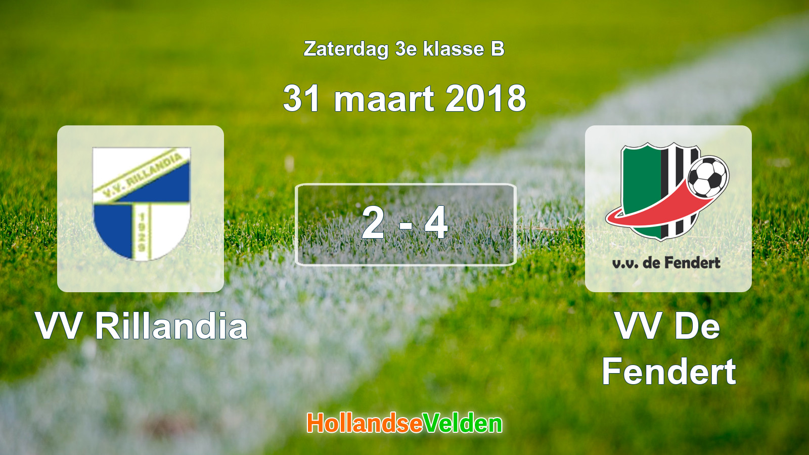 Gespeelde wedstrijd: VV Rillandia - VV De Fendert 2 - 4 (31 maart 2018)