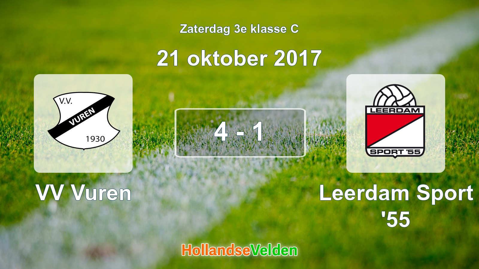 Gespeelde wedstrijd: VV Vuren - Leerdam Sport '55 4 - 1 (21 oktober 2017)