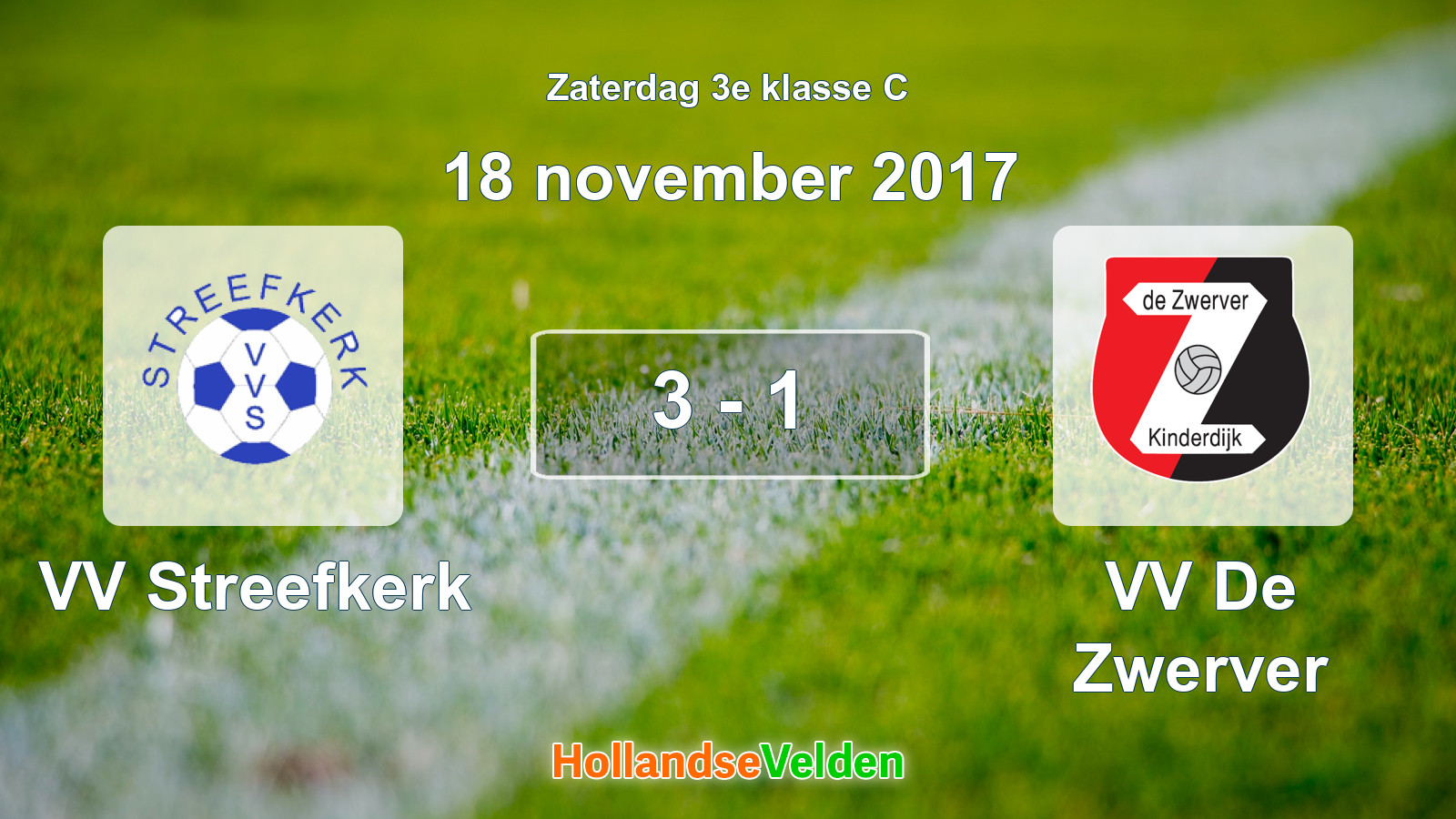 Gespeelde wedstrijd: VV Streefkerk - VV De Zwerver 3 - 1 (18 november 2017)