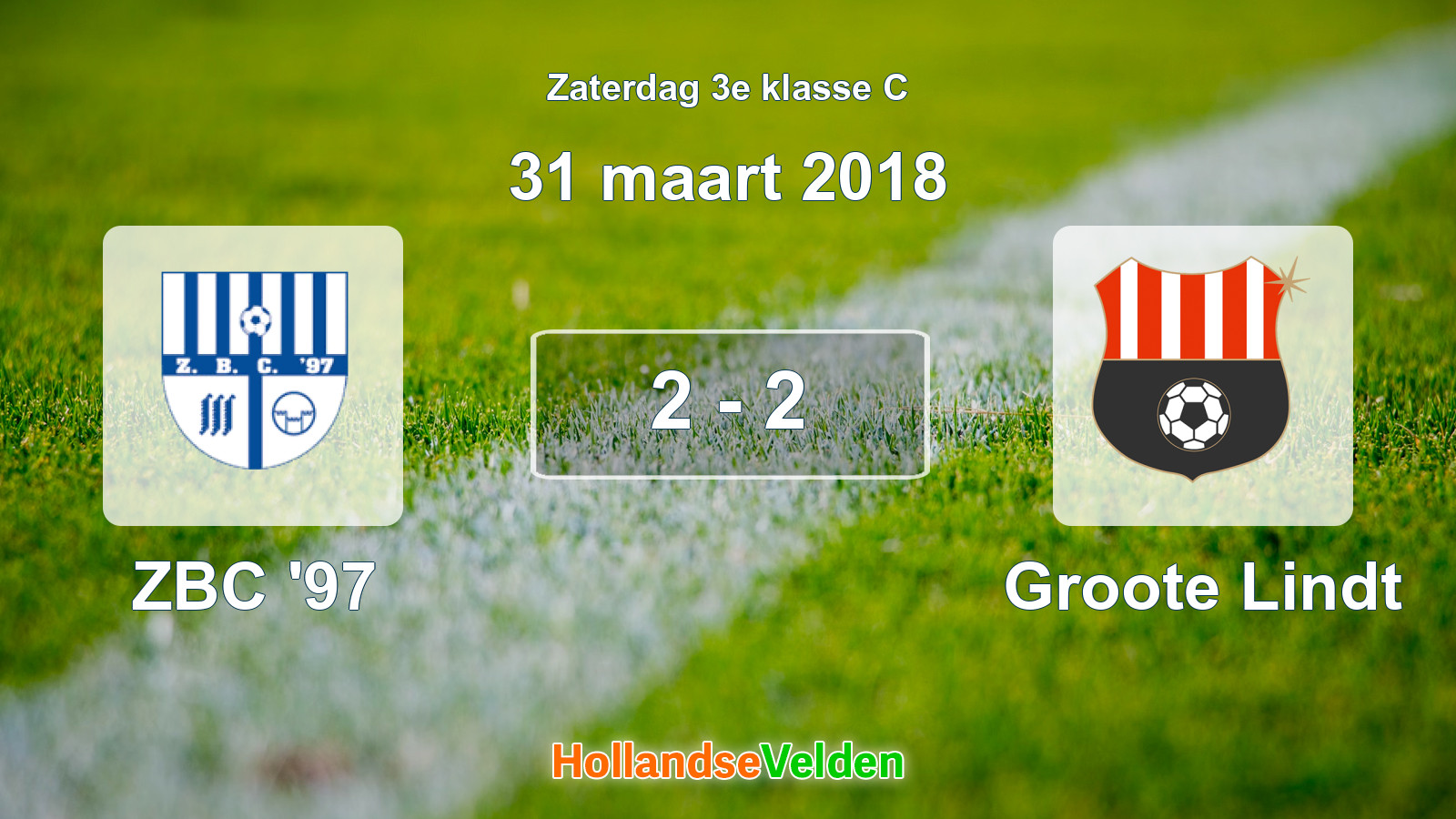 Gespeelde wedstrijd: ZBC '97 - Groote Lindt 2 - 2 (31 maart 2018)