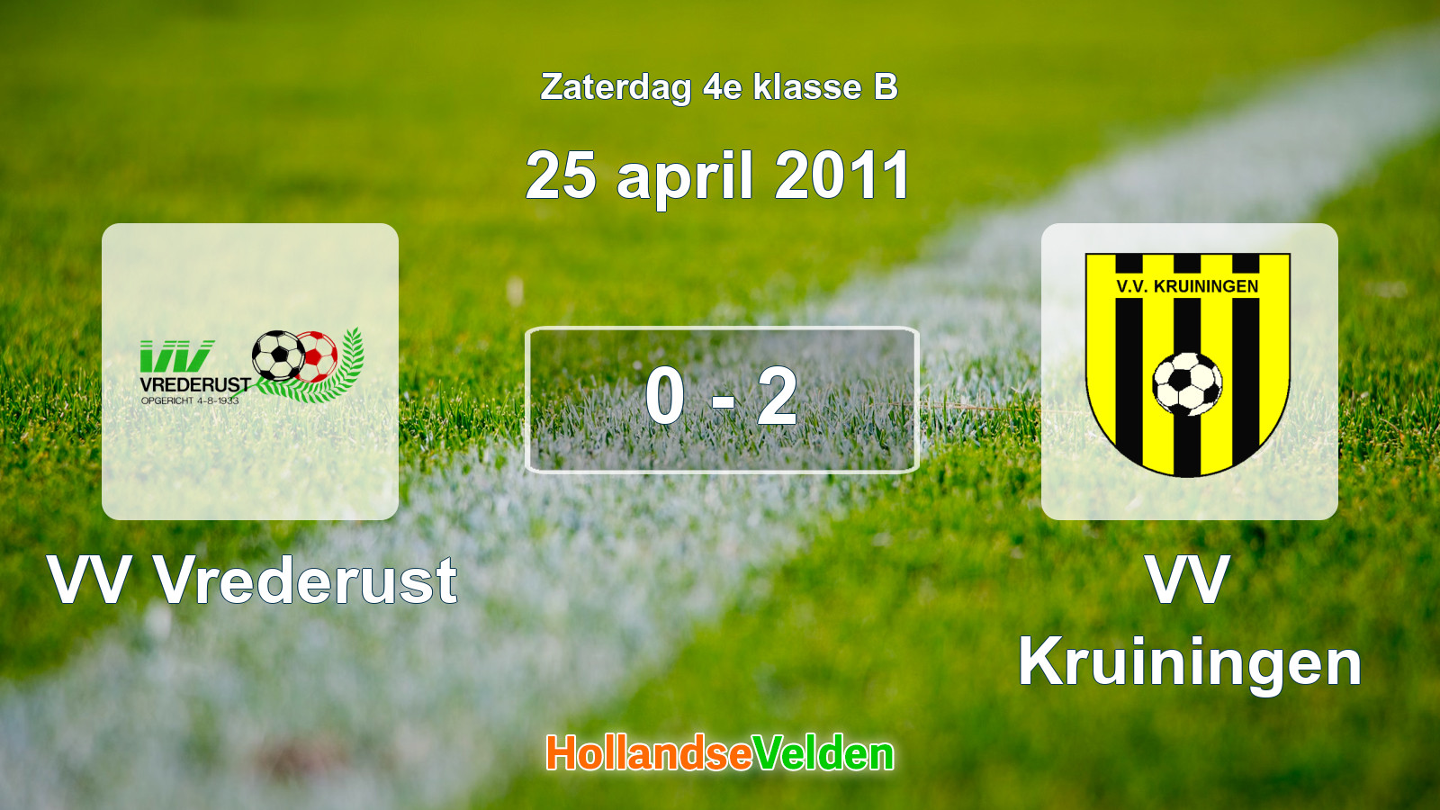 Gespeelde wedstrijd: VV Vrederust - VV Kruiningen 0 - 2 (25 april 2011)