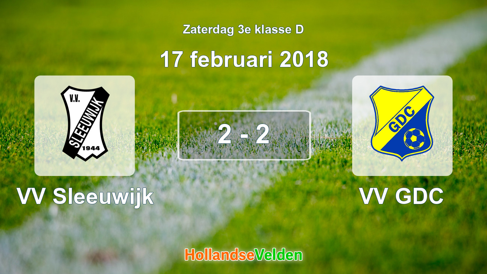Gespeelde wedstrijd: VV Sleeuwijk - VV GDC 2 - 2 (17 februari 2018)