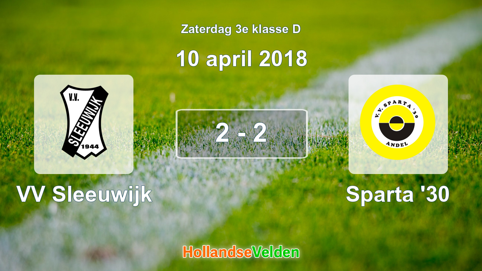Gespeelde wedstrijd: VV Sleeuwijk - Sparta '30 2 - 2 (10 april 2018)