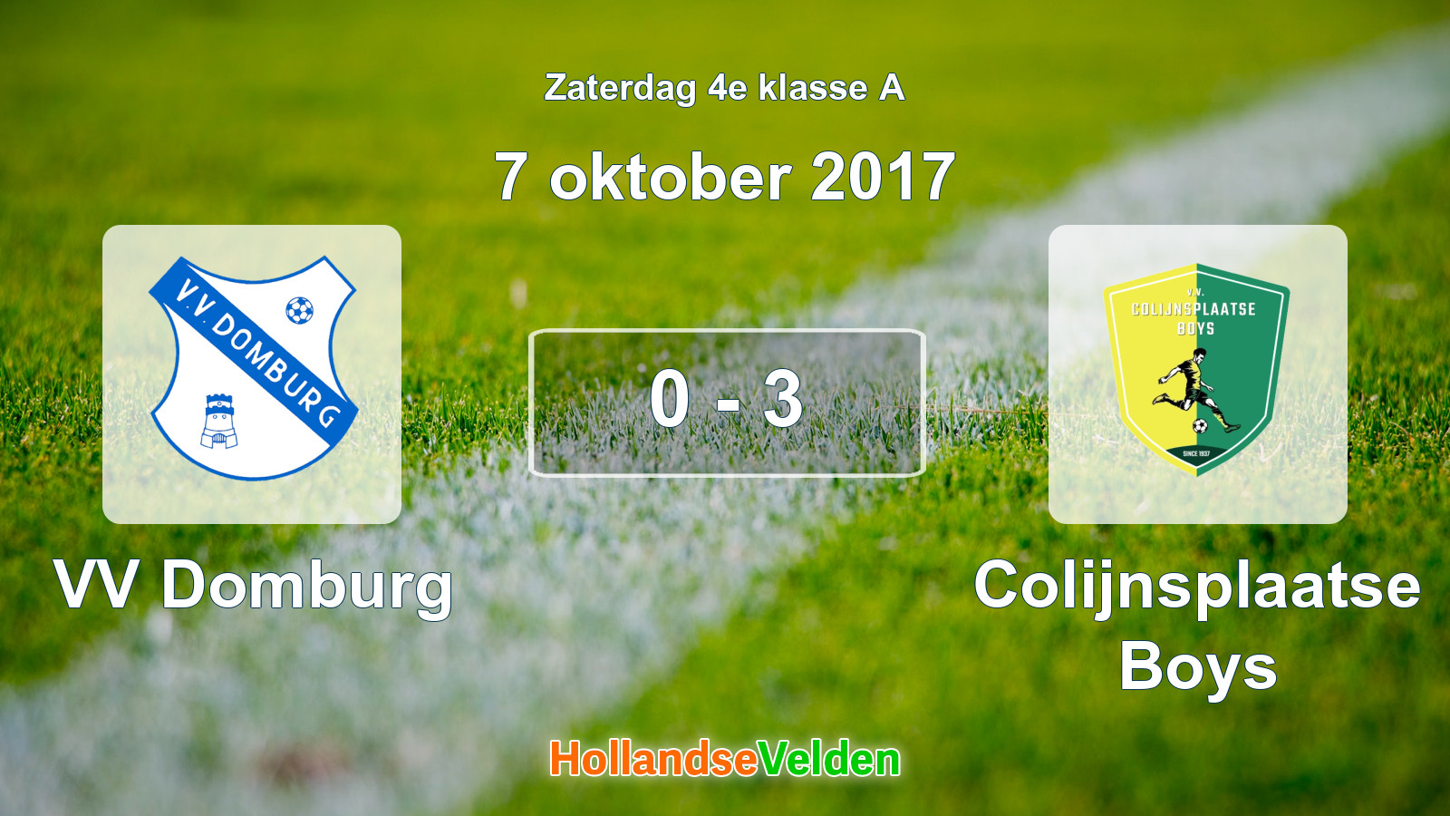 Gespeelde wedstrijd: VV Domburg - Colijnsplaatse Boys 0 - 3 (7 oktober 2017)