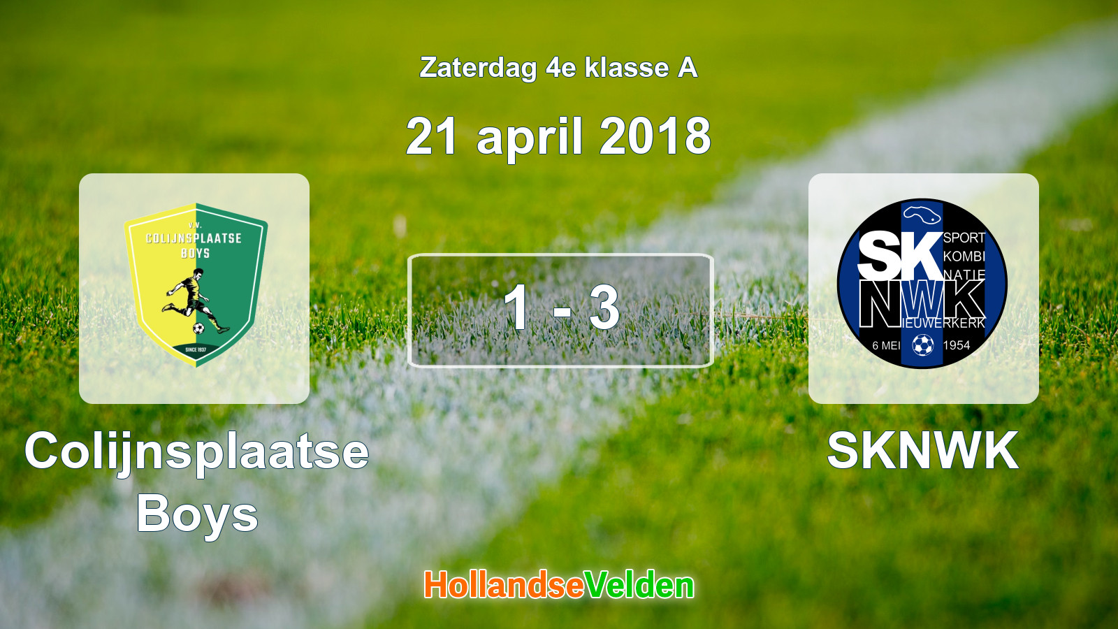 Gespeelde wedstrijd: Colijnsplaatse Boys - SKNWK 1 - 3 (21 april 2018)