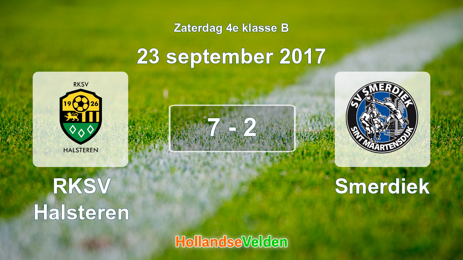Gespeelde wedstrijd: RKSV Halsteren - Smerdiek 7 - 2 (23 september 2017)