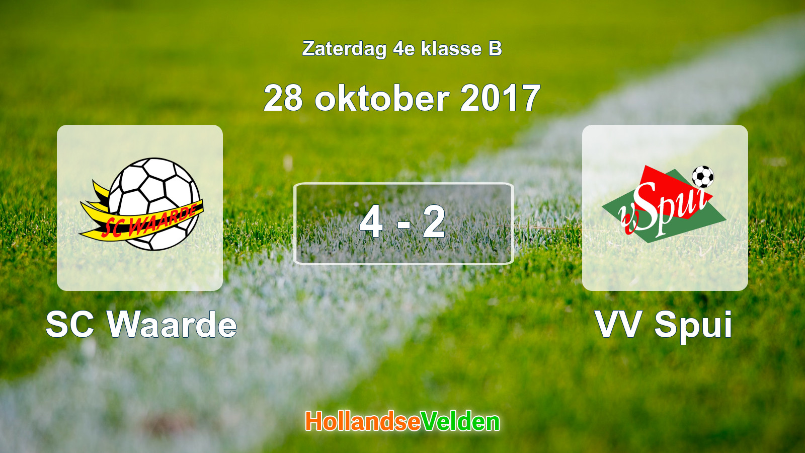 Gespeelde wedstrijd: SC Waarde - VV Spui 4 - 2 (28 oktober 2017)