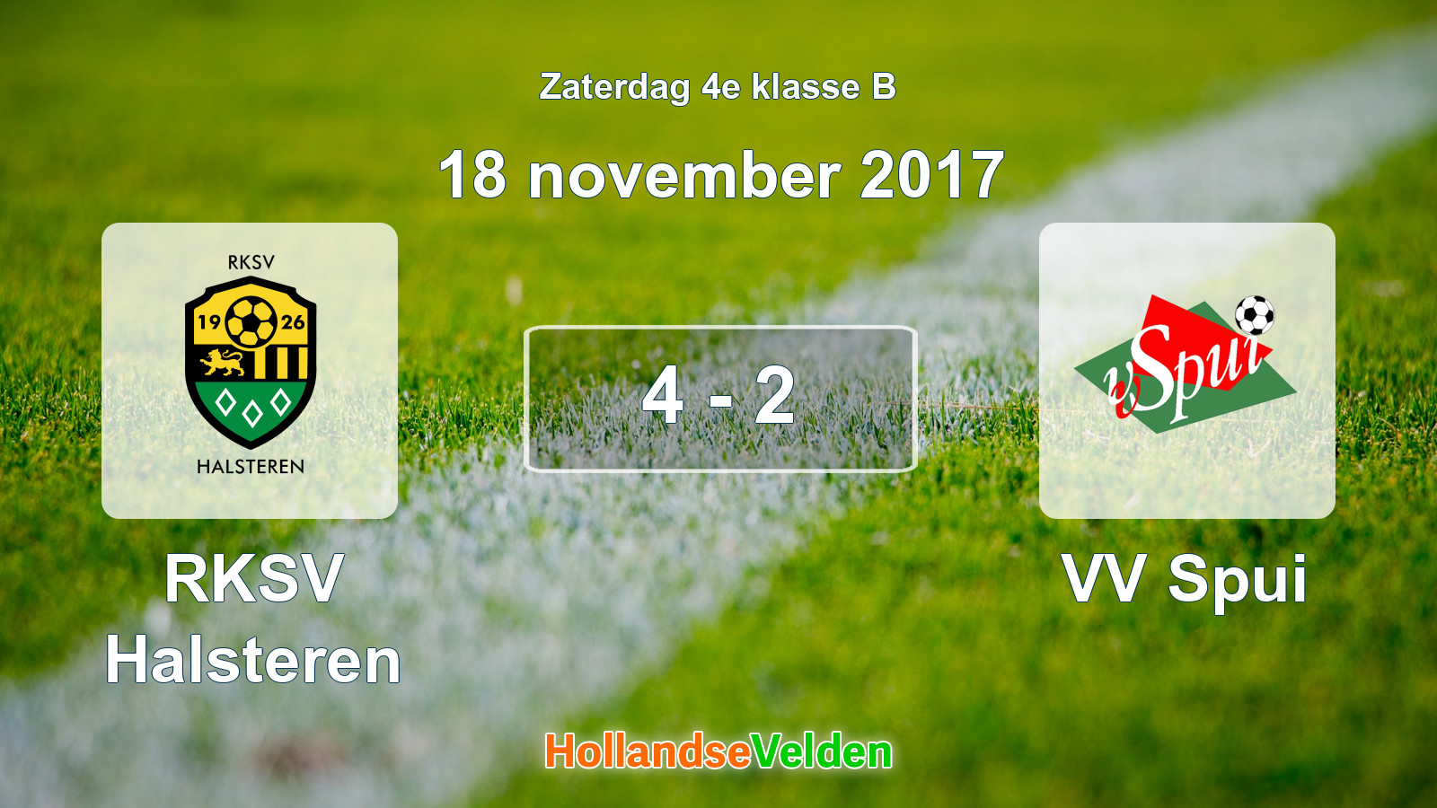 Gespeelde wedstrijd: RKSV Halsteren - VV Spui 4 - 2 (18 november 2017)