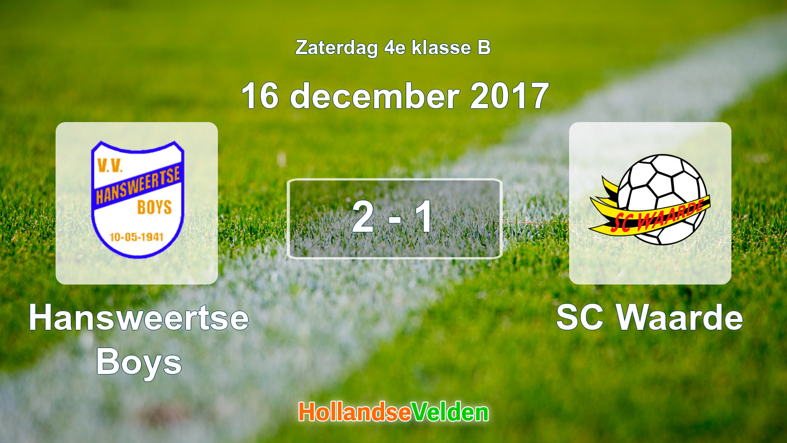 Gespeelde wedstrijd: Hansweertse Boys - SC Waarde 2 - 1 (16 december 2017)