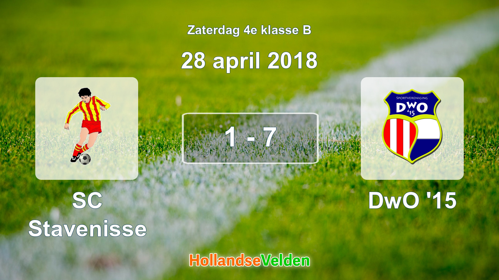 Gespeelde wedstrijd: SC Stavenisse - DwO '15 1 - 7 (28 april 2018)