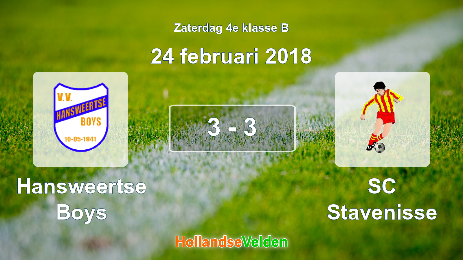 Gespeelde wedstrijd: Hansweertse Boys - SC Stavenisse 3 - 3 (24 februari 2018)