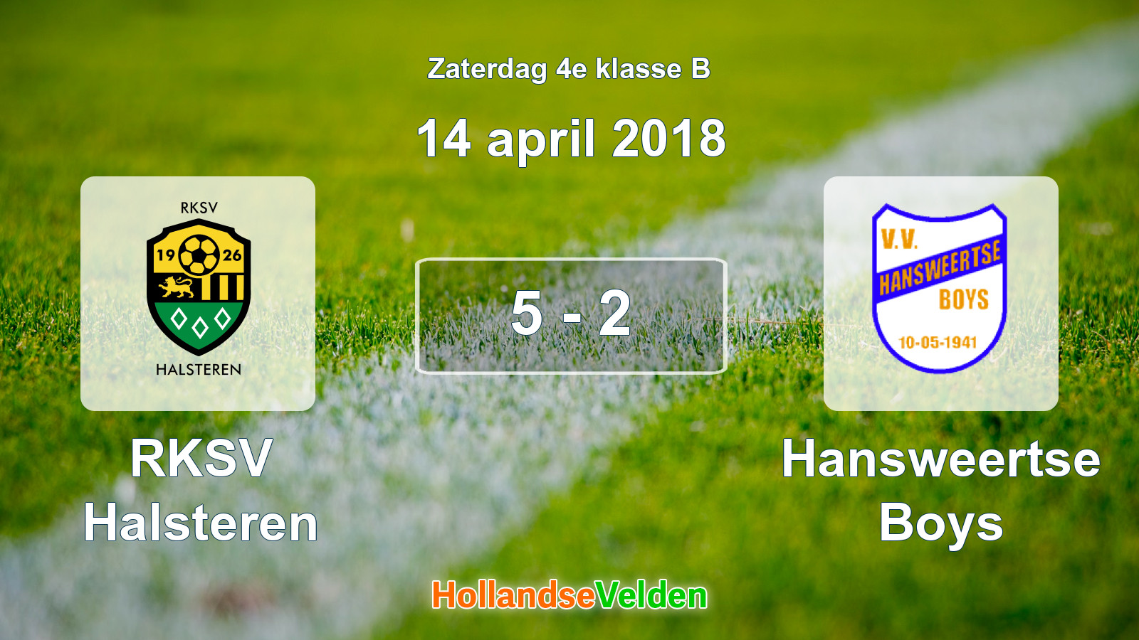 Gespeelde wedstrijd: RKSV Halsteren - Hansweertse Boys 5 - 2 (14 april 2018)