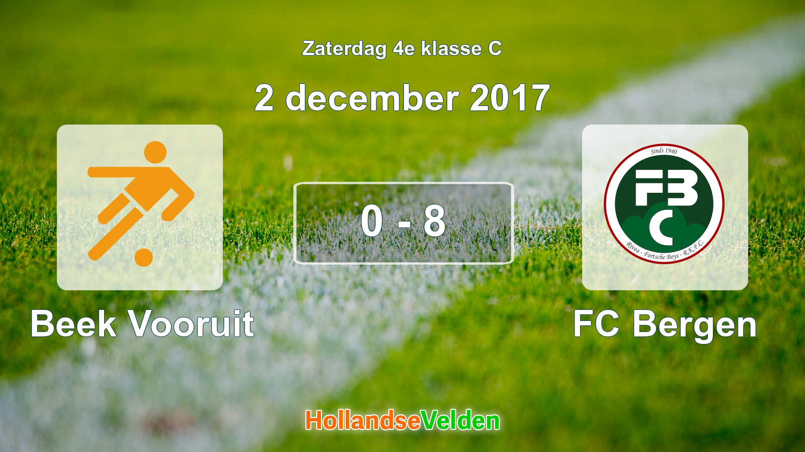 Gespeelde wedstrijd: Beek Vooruit - FC Bergen 0 - 8 (2 december 2017)