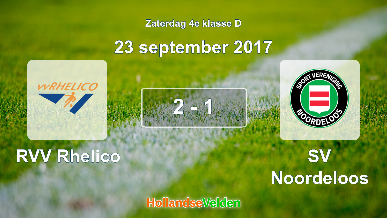 Gespeelde wedstrijd: RVV Rhelico - SV Noordeloos 2 - 1 (23 september 2017)