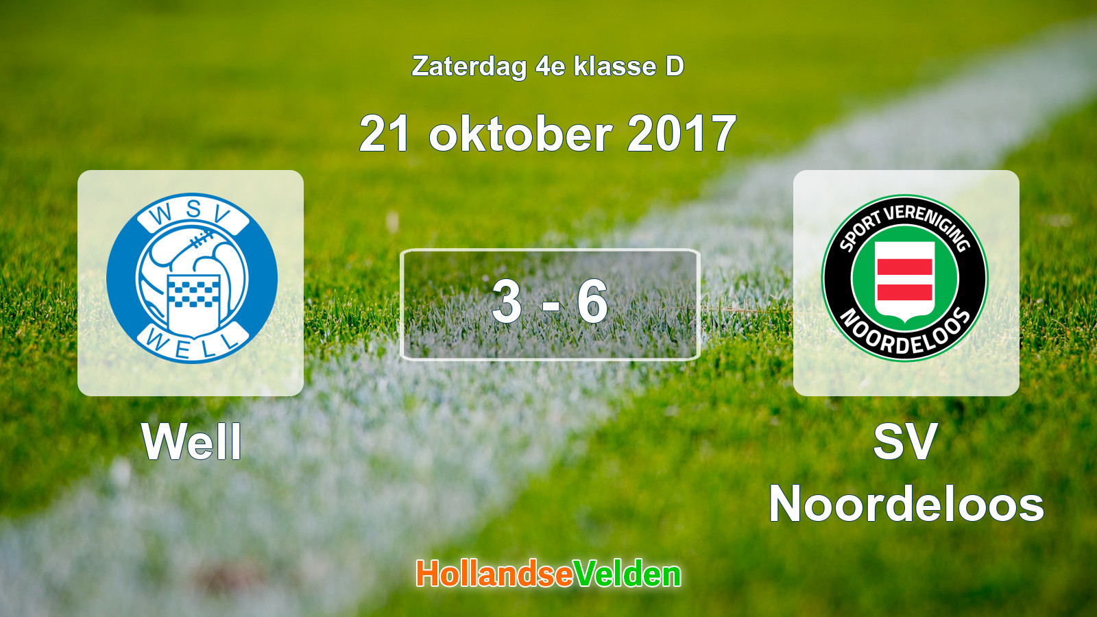 Gespeelde wedstrijd: Well - SV Noordeloos 3 - 6 (21 oktober 2017)