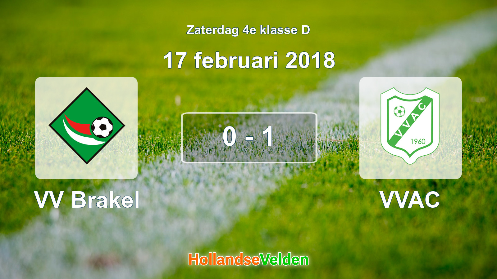 Gespeelde wedstrijd: VV Brakel - VVAC 0 - 1 (17 februari 2018)